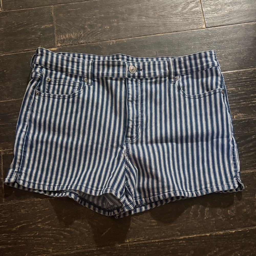 American Eagle Outfitters Blue Striped Jean Shorts